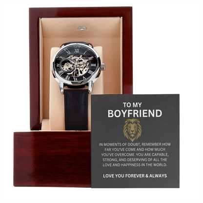 Boyfriend Openwork Watch Gift with Greeting Card | Gift for Boyfriend