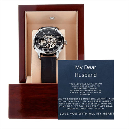 My Dear Husband Openwork Watch | Stylish Gift for Husband