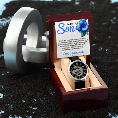To My Dear Son | Openwork Watch Gift from Mom | Meaningful Watch Gift