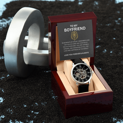 Boyfriend Openwork Watch Gift with Greeting Card | Gift for Boyfriend