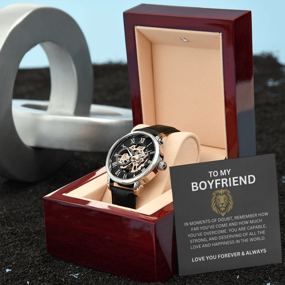 Boyfriend Openwork Watch Gift with Greeting Card | Gift for Boyfriend