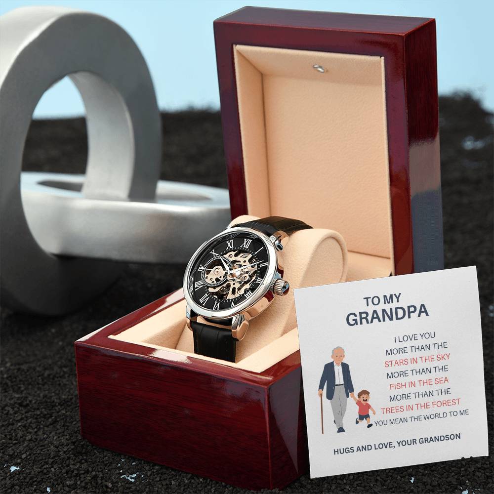 To My Amazing Grandpa – Openwork Watch from Grandson with Personalized Message Card