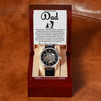 To My Father – Openwork Skeleton Watch for Dad from Daughter | Elegant Gift of Love