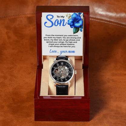 To My Dear Son | Openwork Watch Gift from Mom | Meaningful Watch Gift