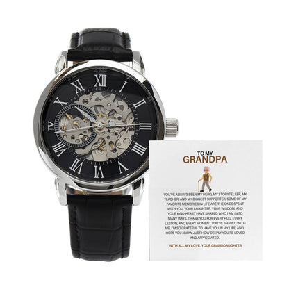 Men’s Openwork Watch Gift from Granddaughter with Heartfelt Message Card