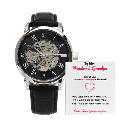 To My Wonderful Grandpa – Openwork Watch Gift from Granddaughter with Heartfelt Message Card