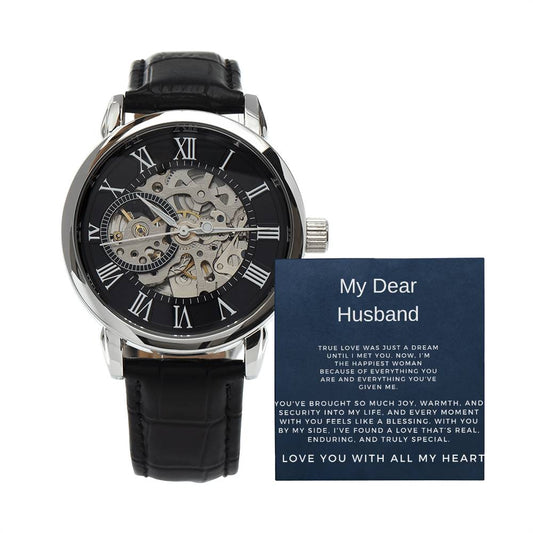 My Dear Husband Openwork Watch | Stylish Gift for Husband