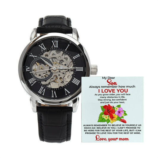 To My Beautiful Boy | Openwork Watch Gift from Mom | Luxury Watch for Son