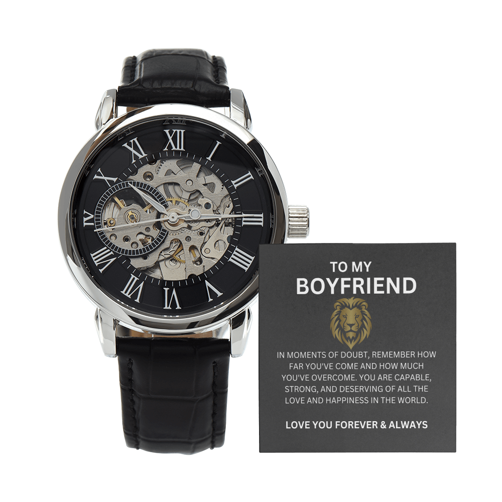 Boyfriend Openwork Watch Gift with Greeting Card | Gift for Boyfriend
