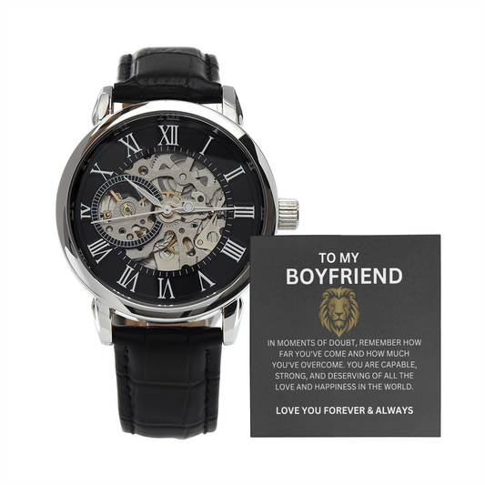Boyfriend Openwork Watch Gift with Greeting Card | Gift for Boyfriend