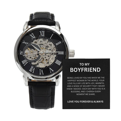 To My Love — Openwork Watch Gift for Boyfriend with Heartfelt Message Card