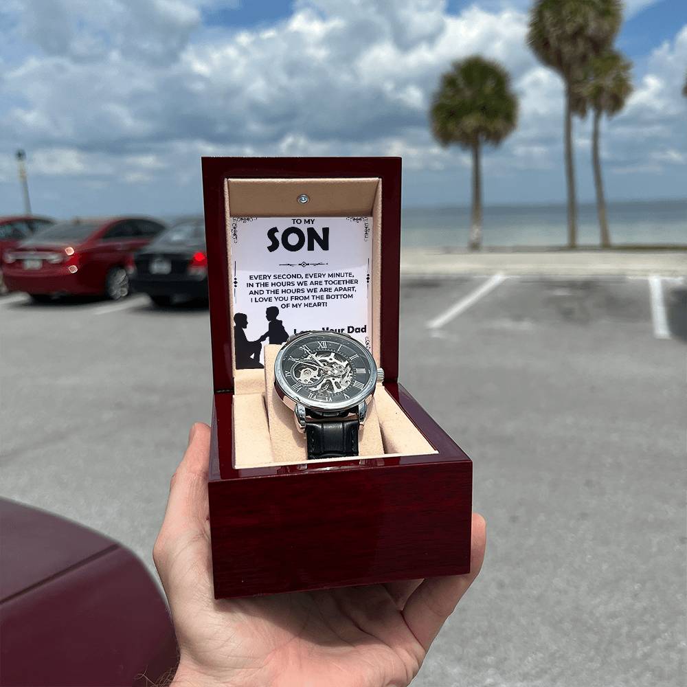 Dear Son | Openwork Watch Gift from Dad | Elegant Watch for Son