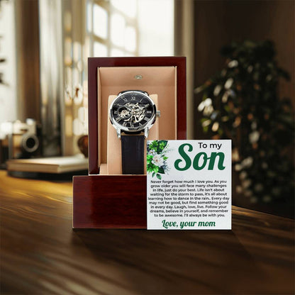 To My Lovely Boy | Openwork Watch Gift from Mom | Special Son Watch