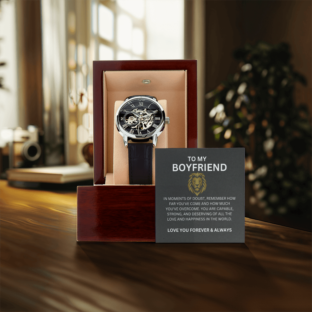 Boyfriend Openwork Watch Gift with Greeting Card | Gift for Boyfriend