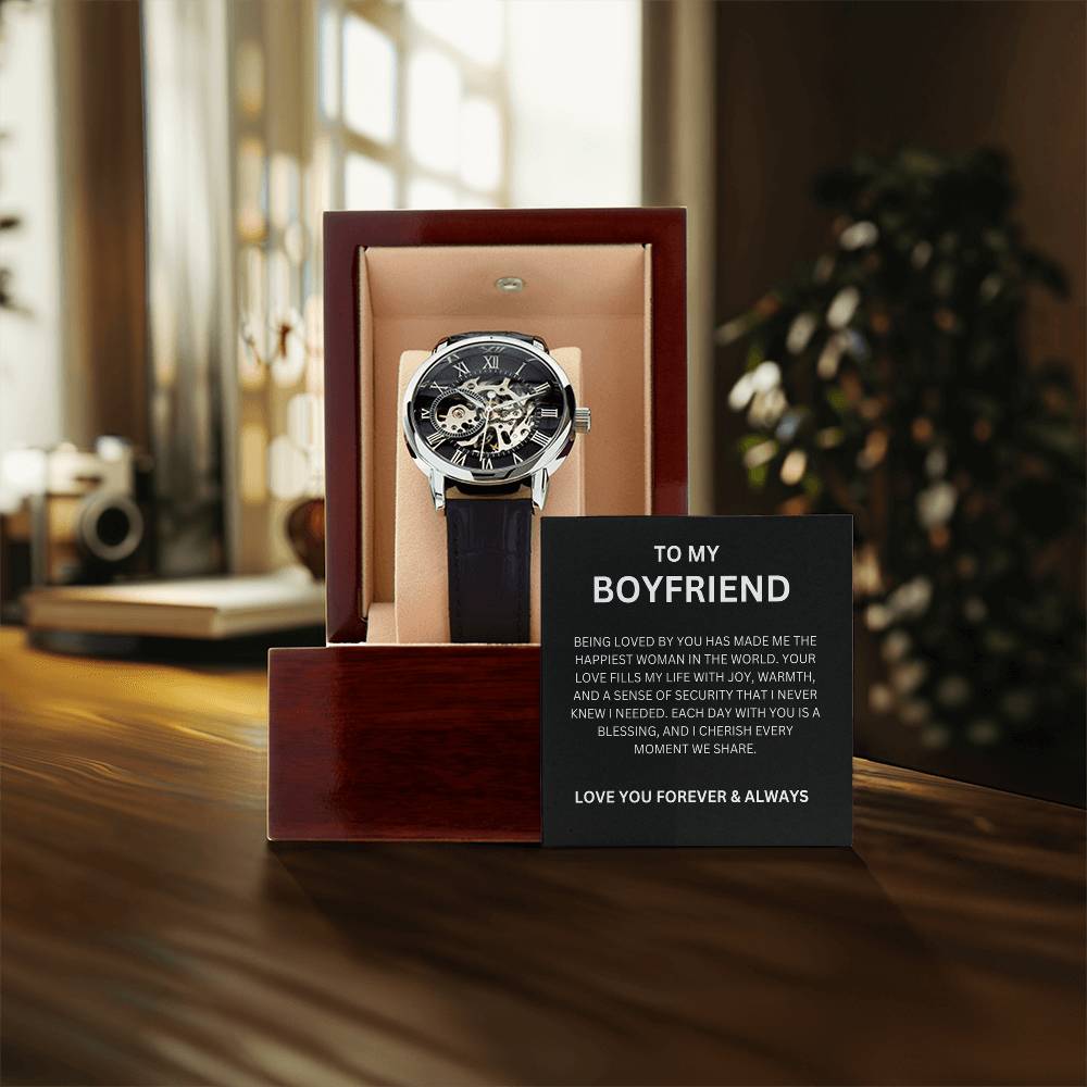 To My Love — Openwork Watch Gift for Boyfriend with Heartfelt Message Card