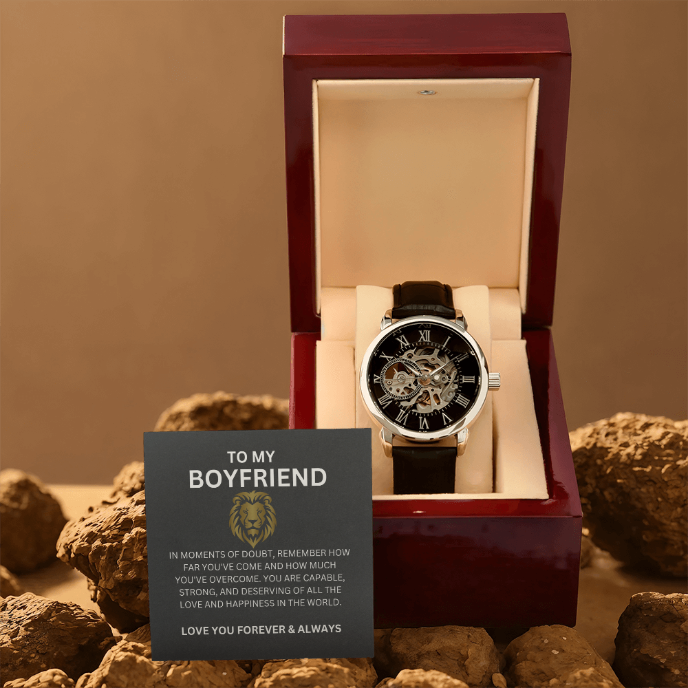 Boyfriend Openwork Watch Gift with Greeting Card | Gift for Boyfriend