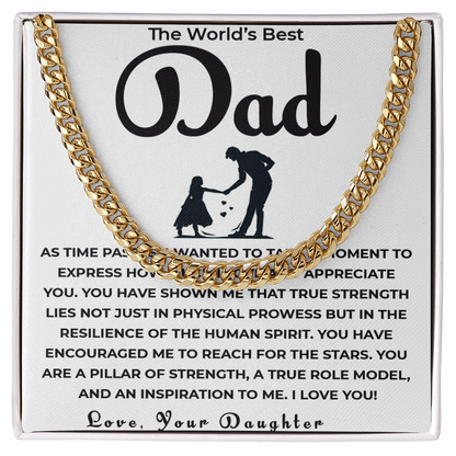 Cuban Link Chain Gift for Dad from Daughter | Celebrating Your Support, Love & the Bond We Share