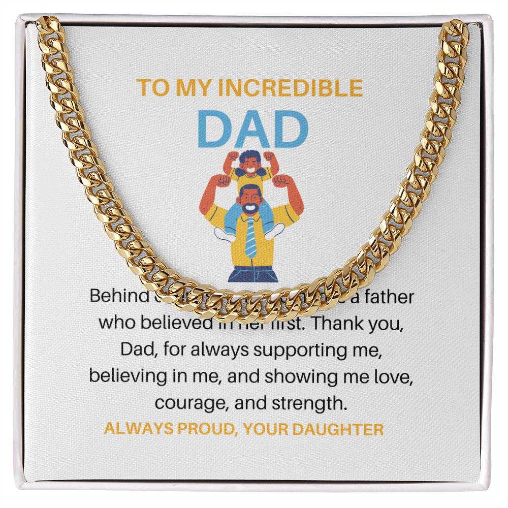 To My Father – Cuban Link Chain Gift from Daughter | Because Behind Every Strong Woman Is an Even Stronger Dad