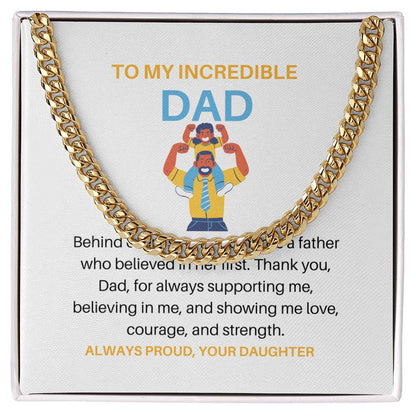 To My Father – Cuban Link Chain Gift from Daughter | Because Behind Every Strong Woman Is an Even Stronger Dad