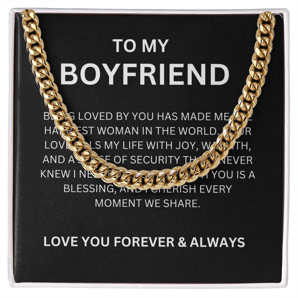 To My Boyfriend, With Love — Cuban Link Chain & Heartfelt Message Card
