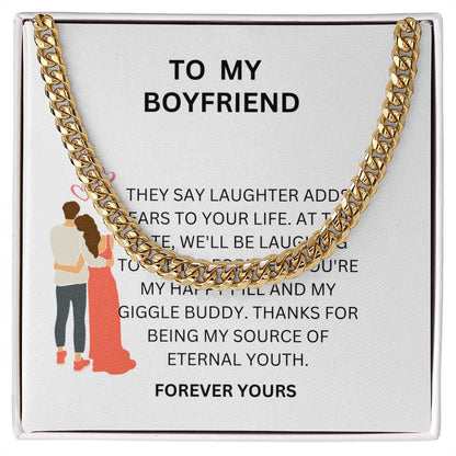 To My Loving Boyfriend — Cuban Link Chain Gift with Heartfelt Message Card