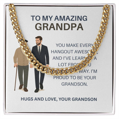 To My Beloved Grandpa – Men’s Cuban Link Chain Necklace Gift from Grandson