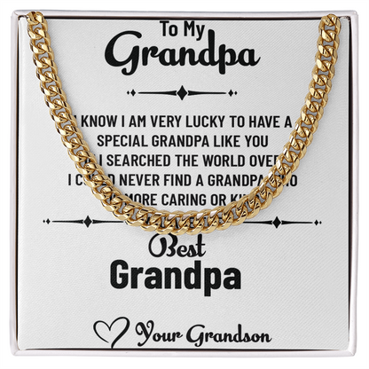 To My Special Grandpa – Cuban Link Chain Necklace Gift for Grandpa from Grandson with Message Card