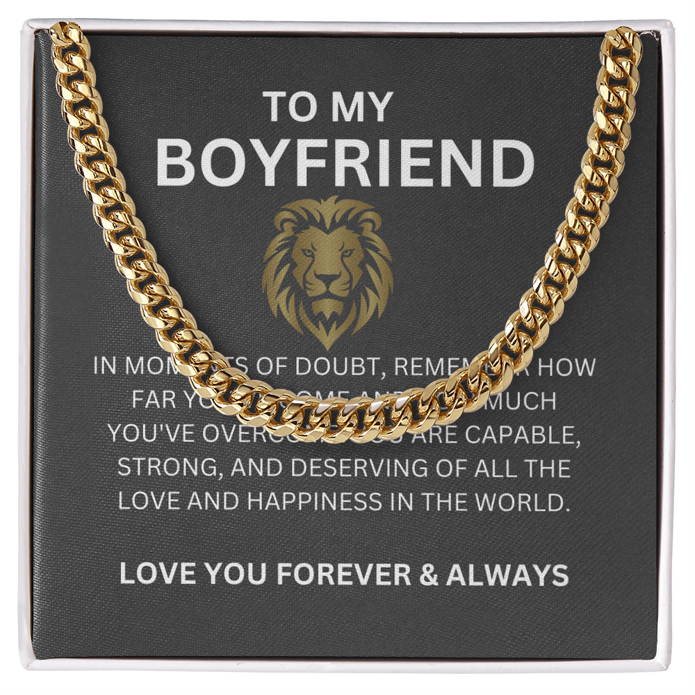 Cuban Link Chain for Boyfriend with Heartfelt Message Card