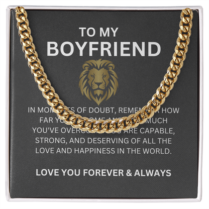 Cuban Link Chain for Boyfriend with Heartfelt Message Card
