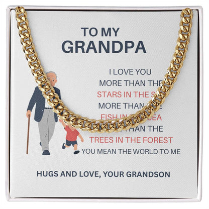 To My Dear Grandpa – Stylish Cuban Link Chain Gift for Grandpa from Grandson