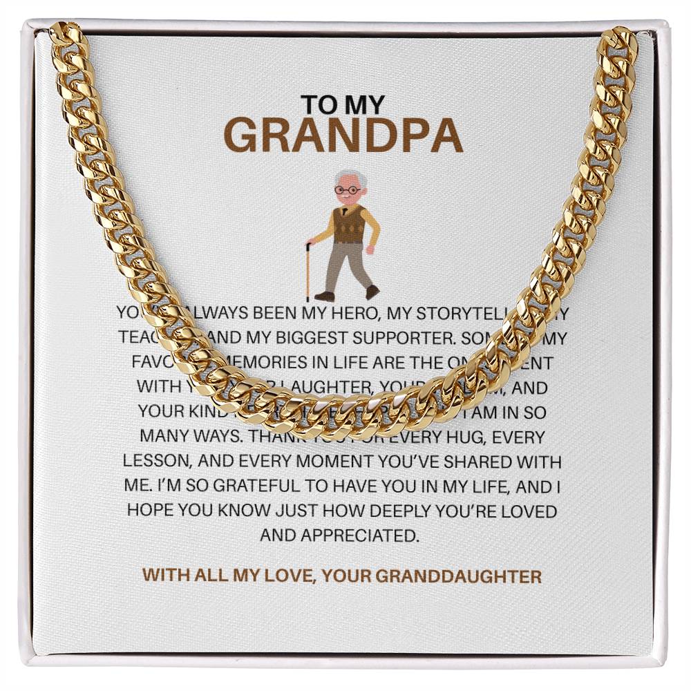 To My Loving Grandpa – Men’s Cuban Link Chain Gift from Granddaughter