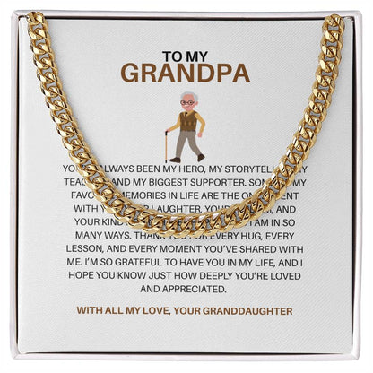 To My Loving Grandpa – Men’s Cuban Link Chain Gift from Granddaughter