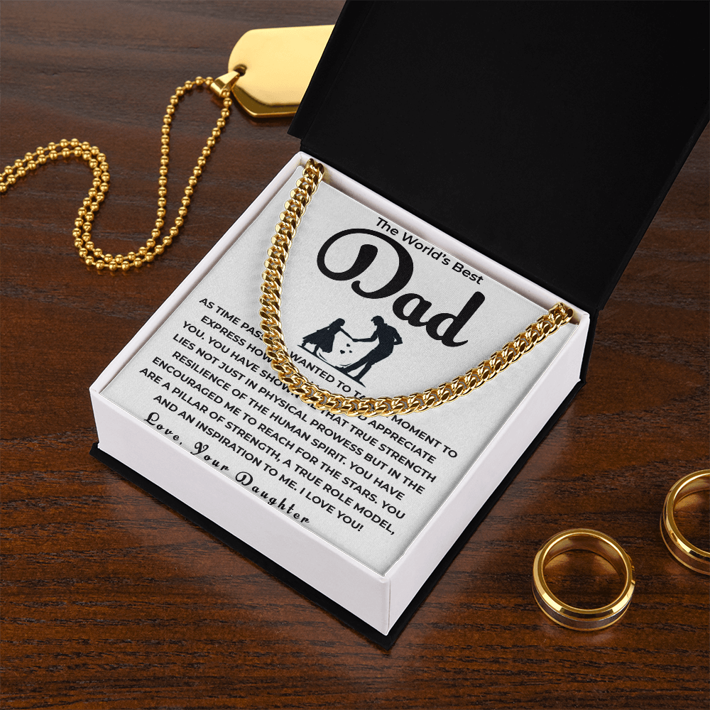 Cuban Link Chain Gift for Dad from Daughter | Celebrating Your Support, Love & the Bond We Share