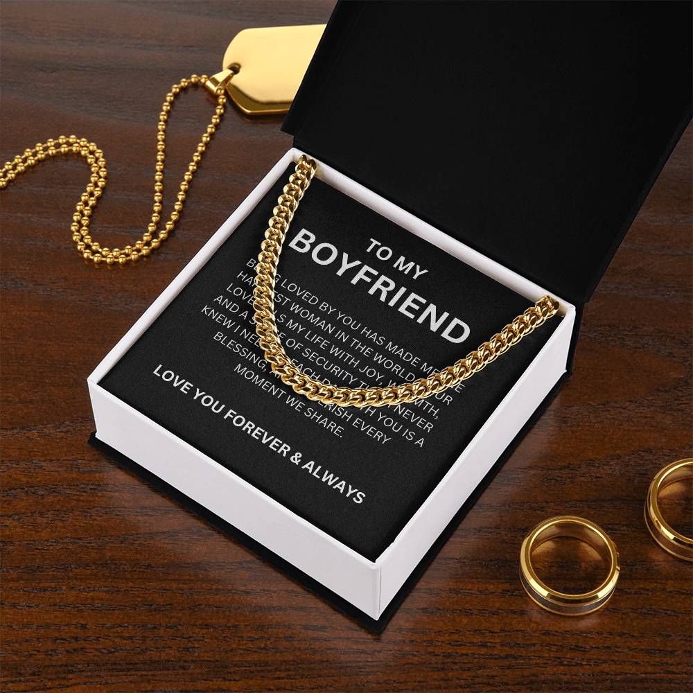 To My Boyfriend, With Love — Cuban Link Chain & Heartfelt Message Card
