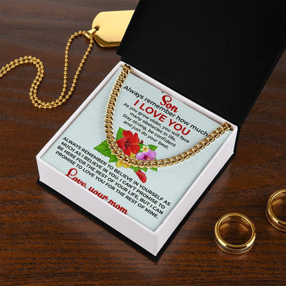 To My Beautiful Boy | Cuban Link Chain from Mom | Trendy Jewelry Gift for Special Moments