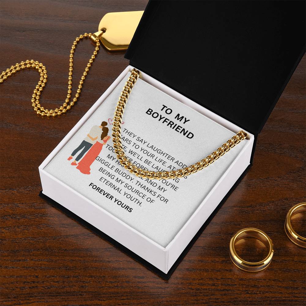 To My Loving Boyfriend — Cuban Link Chain Gift with Heartfelt Message Card