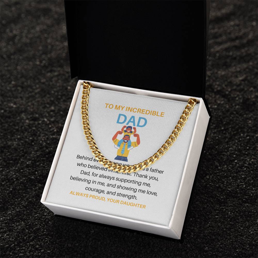 To My Father – Cuban Link Chain Gift from Daughter | Because Behind Every Strong Woman Is an Even Stronger Dad