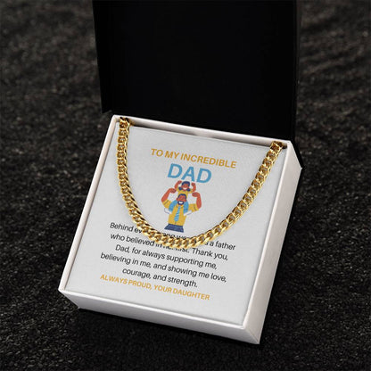 To My Father – Cuban Link Chain Gift from Daughter | Because Behind Every Strong Woman Is an Even Stronger Dad