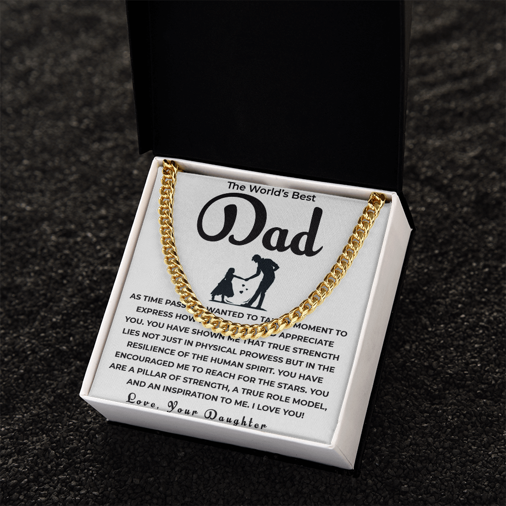 Cuban Link Chain Gift for Dad from Daughter | Celebrating Your Support, Love & the Bond We Share
