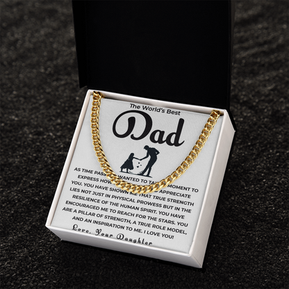 Cuban Link Chain Gift for Dad from Daughter | Celebrating Your Support, Love & the Bond We Share