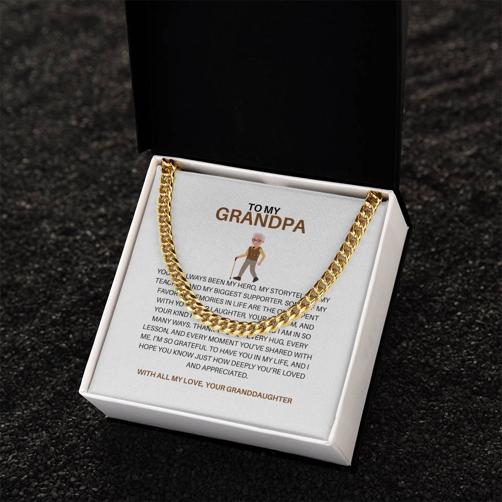 To My Loving Grandpa – Men’s Cuban Link Chain Gift from Granddaughter