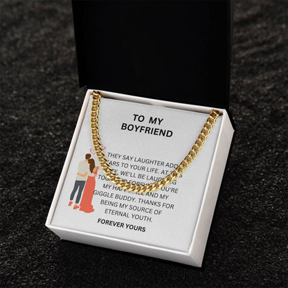 To My Loving Boyfriend — Cuban Link Chain Gift with Heartfelt Message Card