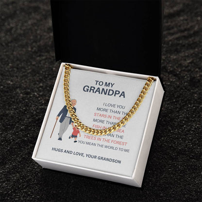 To My Dear Grandpa – Stylish Cuban Link Chain Gift for Grandpa from Grandson