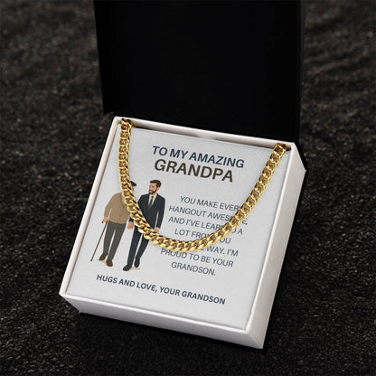 To My Beloved Grandpa – Men’s Cuban Link Chain Necklace Gift from Grandson