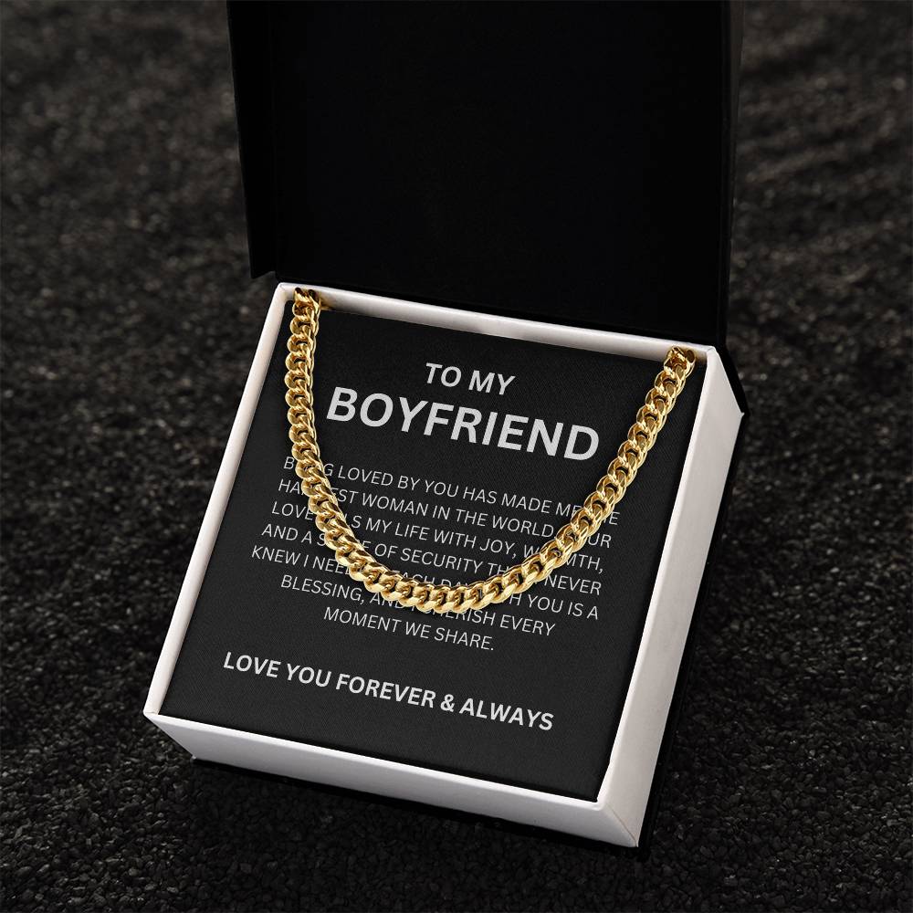 To My Boyfriend, With Love — Cuban Link Chain & Heartfelt Message Card