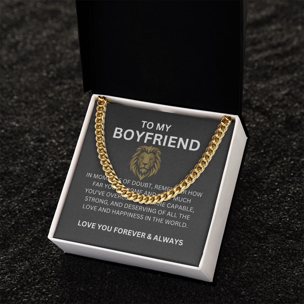 Cuban Link Chain for Boyfriend with Heartfelt Message Card
