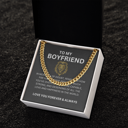 Cuban Link Chain for Boyfriend with Heartfelt Message Card