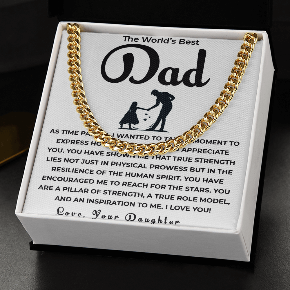 Cuban Link Chain Gift for Dad from Daughter | Celebrating Your Support, Love & the Bond We Share