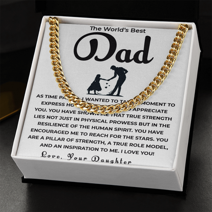 Cuban Link Chain Gift for Dad from Daughter | Celebrating Your Support, Love & the Bond We Share