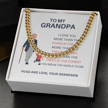 To My Dear Grandpa – Stylish Cuban Link Chain Gift for Grandpa from Grandson